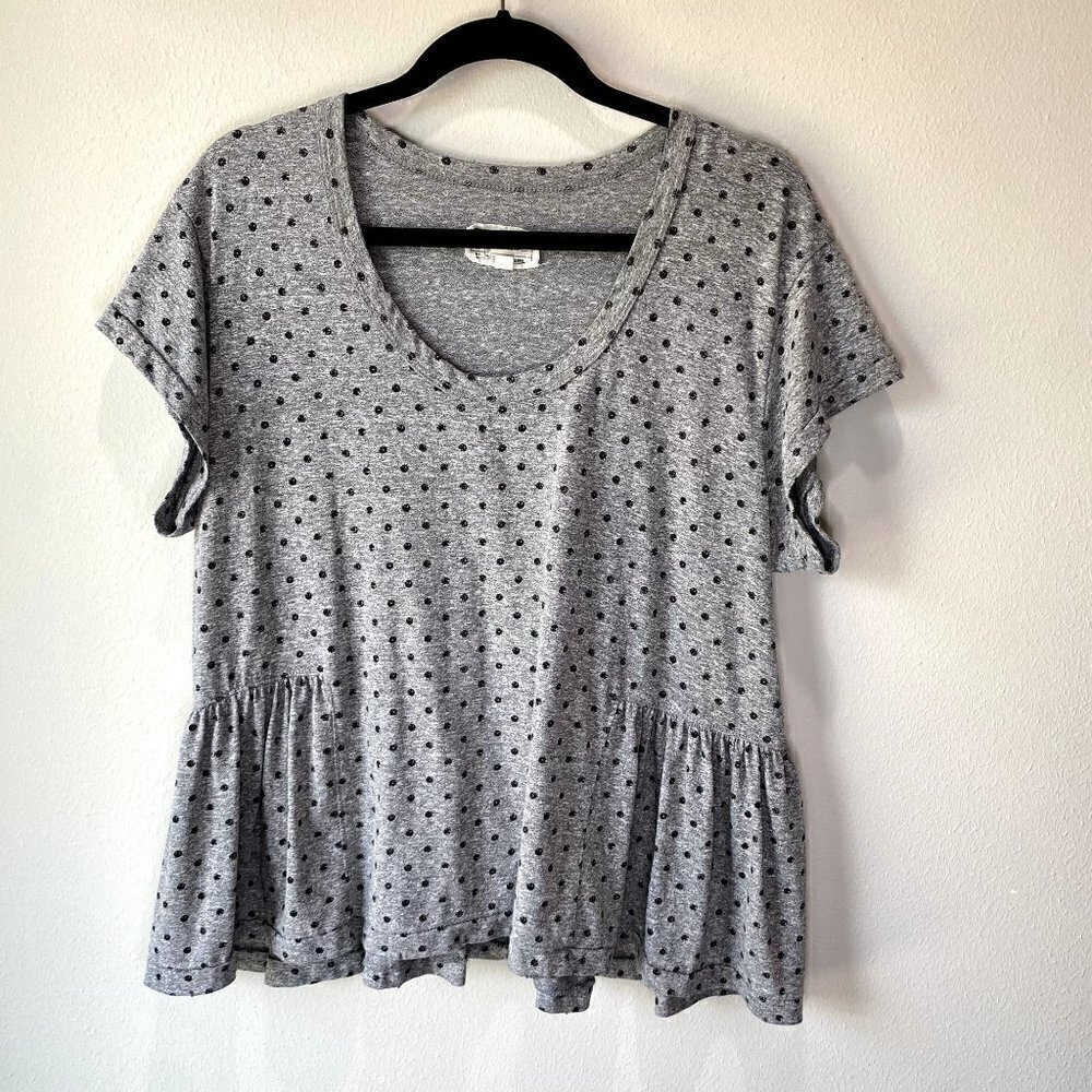 Current/Elliott The Girlie Tee Gray Distressed Dot L